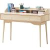 Giantex Vanity Desk Makup Table with Large Drawer, Storage Shelves, Wooden Writing Desk Computer Workstation for Home Office Bedroom Apartment Small Space(Natural)