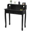 Giantex Writing Desk with 4 Drawers, Removable Floating Organizer 2-Tier Mission Home Computer Vanity Desk for Apartment Small Space, White(Black)