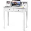Giantex Writing Desk with 4 Drawers, Removable Floating Organizer 2-Tier Mission Home Computer Vanity Desk for Apartment Small Space, White(White)