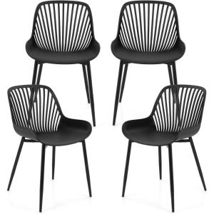Giantex Black Dining Chairs Set of 4, Modern Kitchen Chairs w/Metal Legs, Cutout Backrest, Curved Seat, Armless Accent Chairs, Indoor Side Chairs for Living Dining Room Home, Load 330 LBS