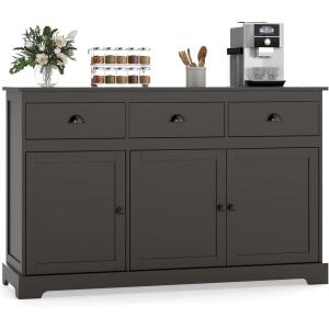 Giantex Sideboard Buffet Server Storage Cabinet Console Table Home Kitchen Dining Room Furniture Entryway Cupboard with 2 Cabinets and 3 Drawers Adjustable Shelves, Gray(Brown)