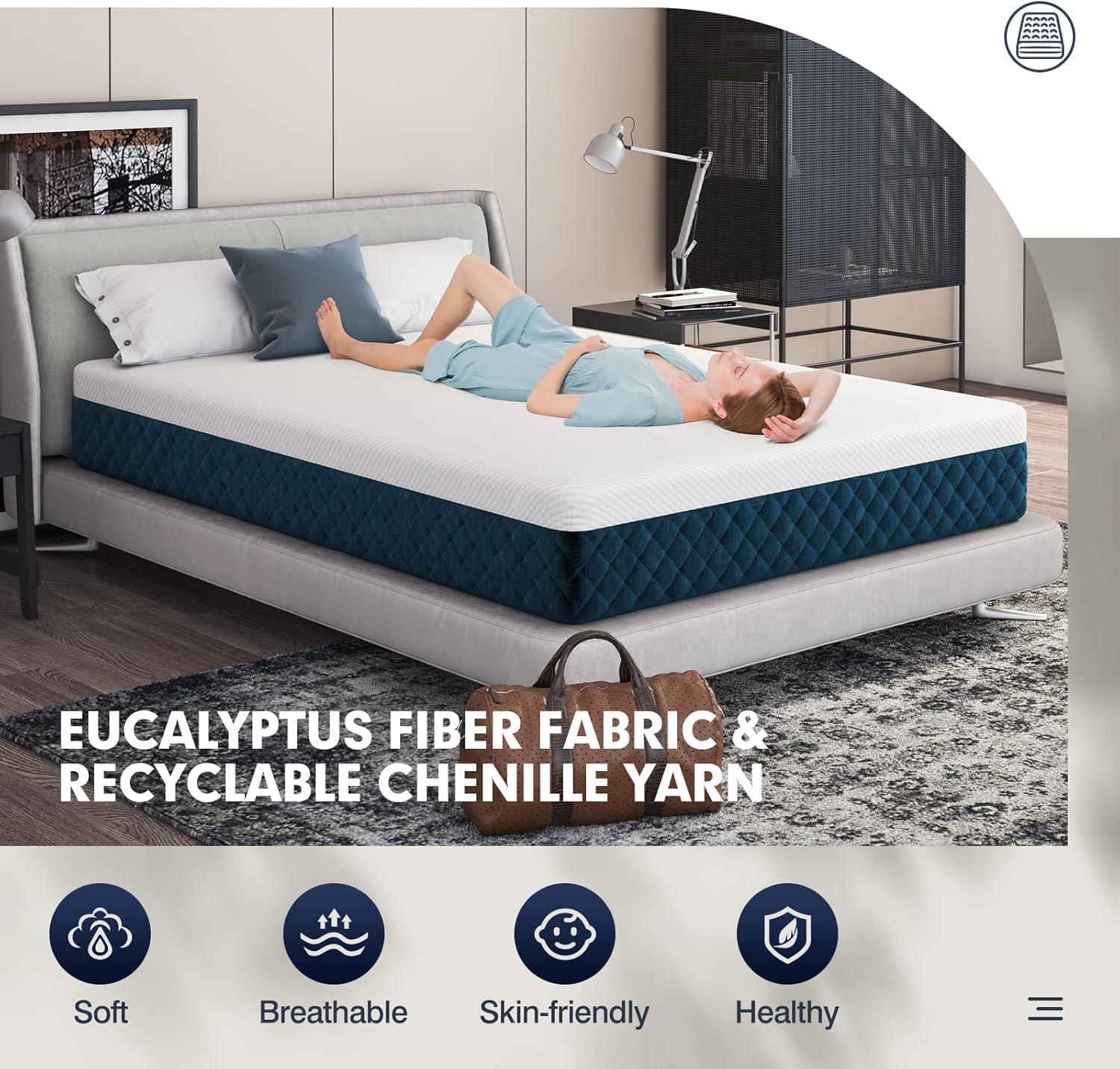 image:imageGiantex 10 Inch Queen Size Gel Memory Foam Mattress wJacquard Cover RollUp Mattress in a Box Fatigue Relief amp Motion Isolation CertiPURUS Certified