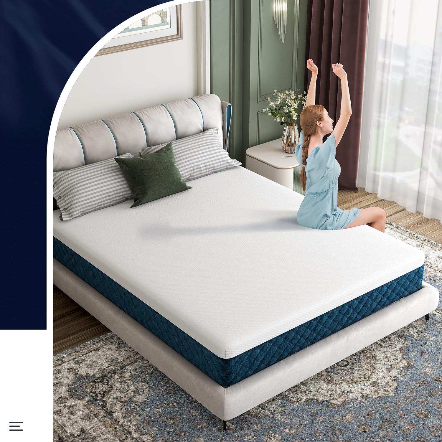 image:imageGiantex 10 Inch Queen Size Gel Memory Foam Mattress wJacquard Cover RollUp Mattress in a Box Fatigue Relief amp Motion Isolation CertiPURUS Certified