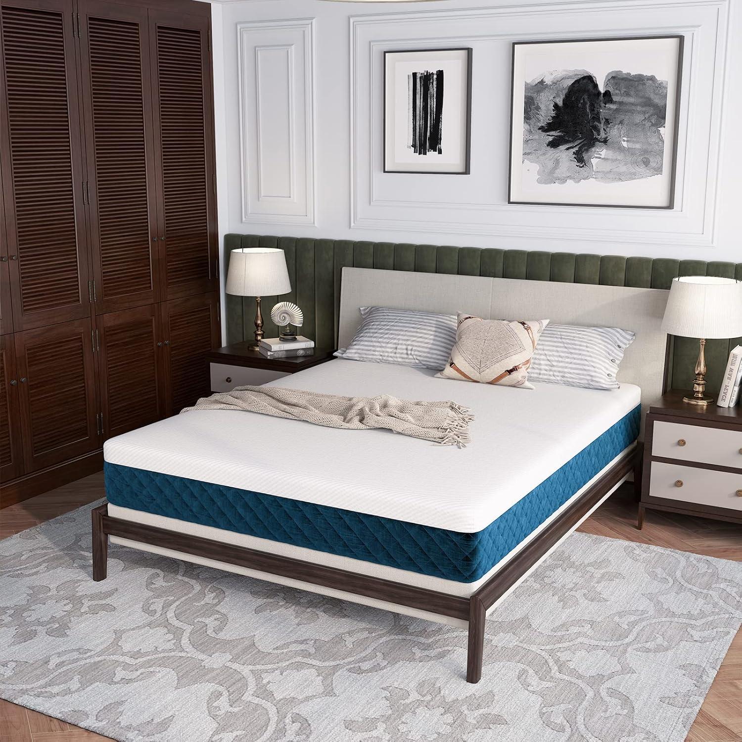 image:imageGiantex 10 Inch Queen Size Gel Memory Foam Mattress wJacquard Cover RollUp Mattress in a Box Fatigue Relief amp Motion Isolation CertiPURUS Certified