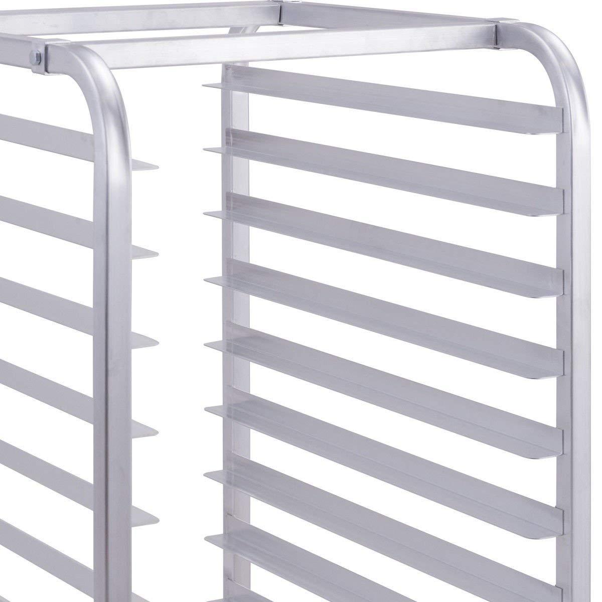 image:imageGiantex 10 Tier Aluminum Bakery Rack Commercial Kitchen Bun Pan Sheet Pan Rack Mobile Bakers Trolley with Storage Cooling Racks and Lockable Casters10 Tier 26 L x 203 W x 382H