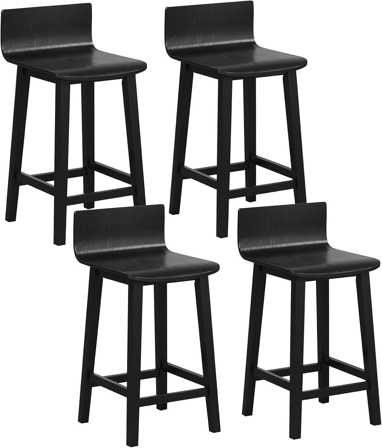 image:imageGiantex 245 Bar Stools Set of 2 Counter Height Bar Stools wLow Back amp Footrest Farmhouse Wooden Bar Dining Chairs Armless Wood Barstools for Kitchen Island Pub Kitchen Cafe Breakfast BrownBlack