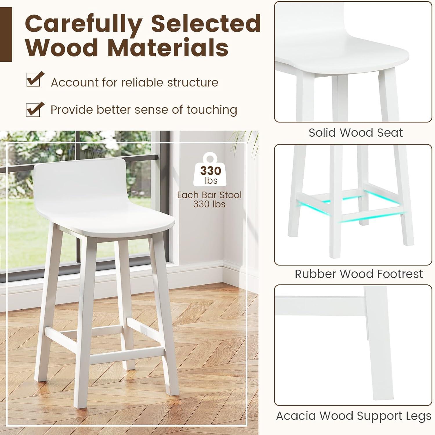image:imageGiantex 245 Bar Stools Set of 2 Counter Height Bar Stools wLow Back amp Footrest Farmhouse Wooden Bar Dining Chairs Armless Wood Barstools for Kitchen Island Pub Kitchen Cafe Breakfast BrownWhite