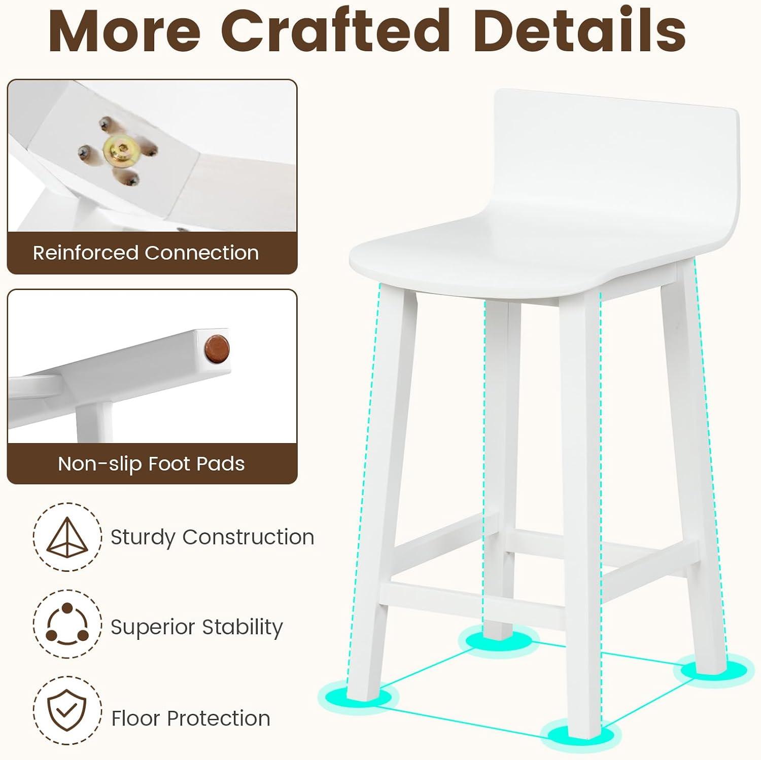 image:imageGiantex 245 Bar Stools Set of 2 Counter Height Bar Stools wLow Back amp Footrest Farmhouse Wooden Bar Dining Chairs Armless Wood Barstools for Kitchen Island Pub Kitchen Cafe Breakfast BrownWhite