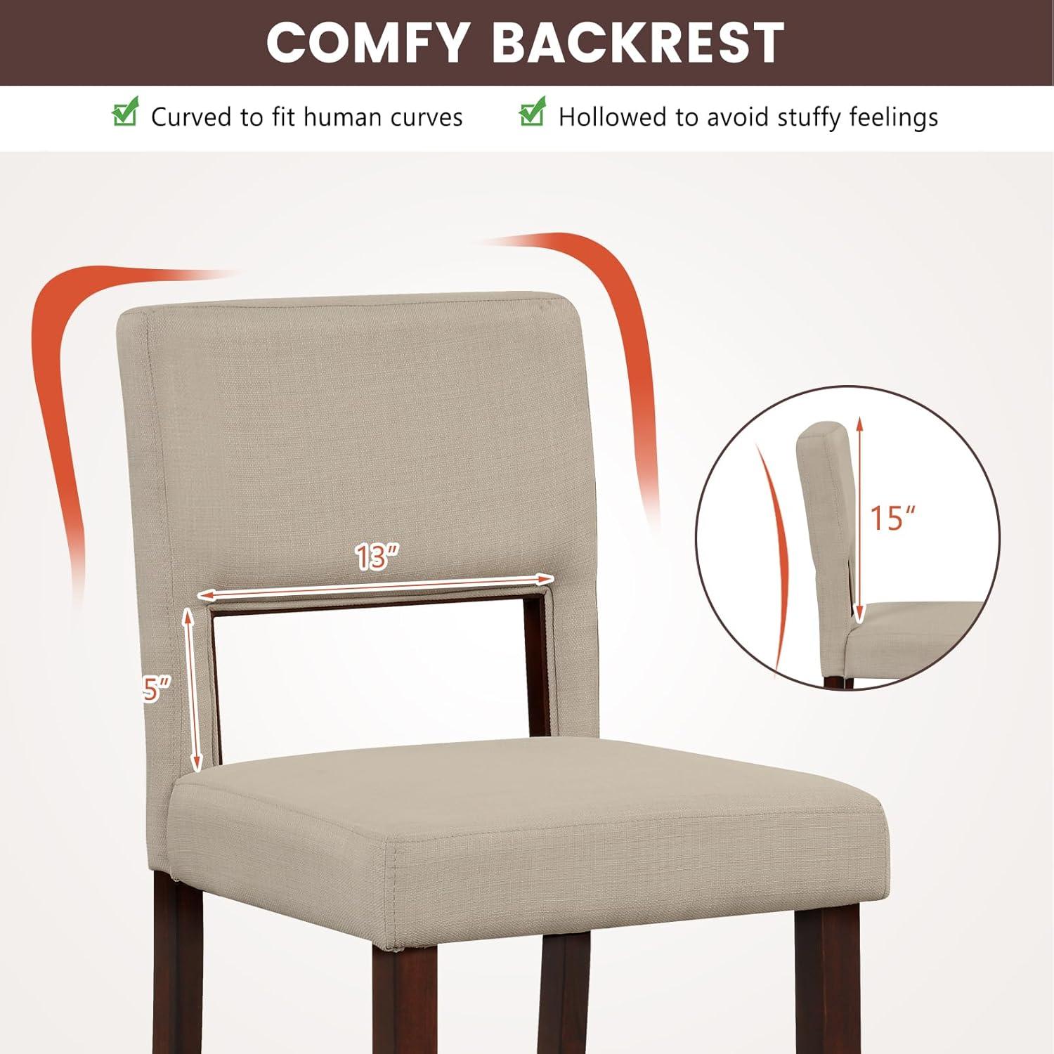 image:imageGiantex 245 Counter Height Bar Stools Set of 2 Linen Barstools with Back Rubber Wood Legs Max Load 400 Lbs Modern Upholstered Bar Dining Chairs for Kitchen Island Pub BeigeBeige