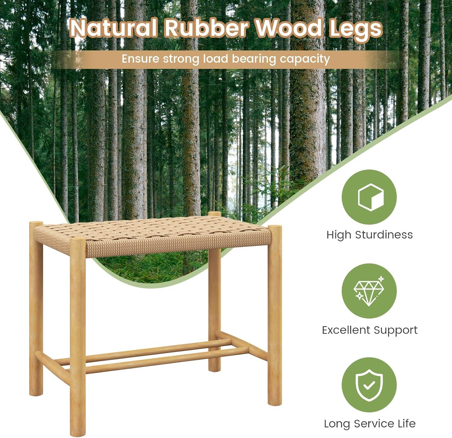 image:imageGiantex 26 Counter Height Wood Bar Stools Set of 2 Boho Rattan Barstools Max Load 330 Lbs Armless Saddle Kitchen Stools Backless Wicker Bar Stools for Kitchen Counter Indoor Outdoor1