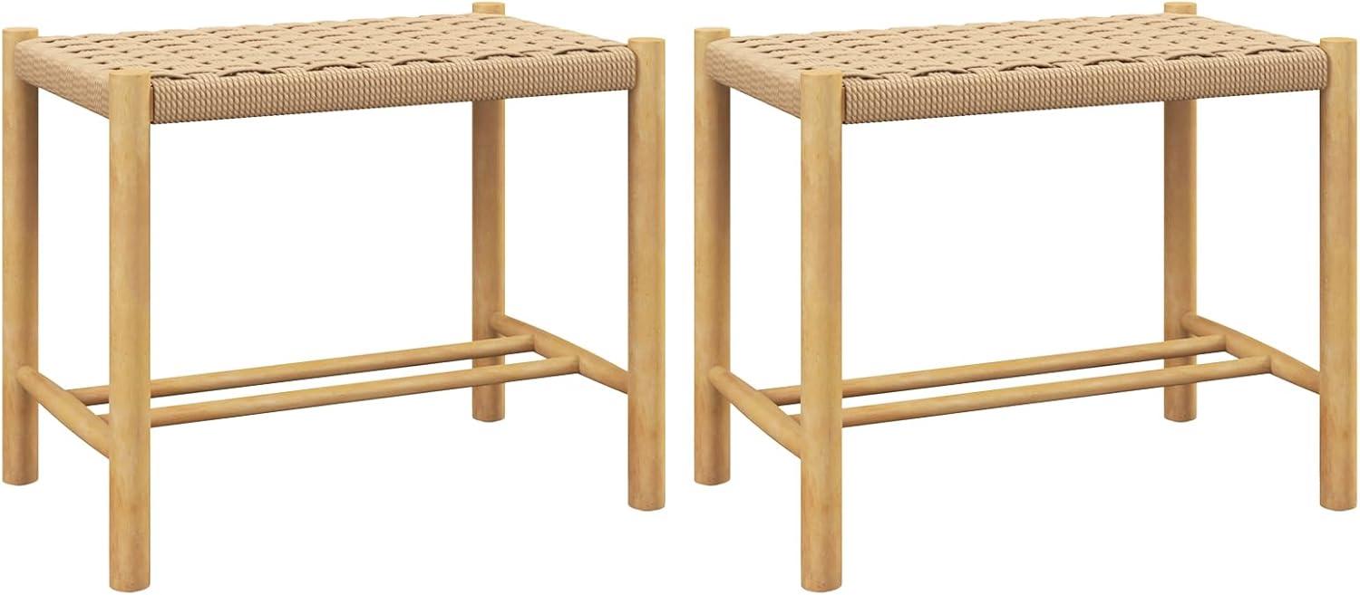 image:imageGiantex 26 Counter Height Wood Bar Stools Set of 2 Boho Rattan Barstools Max Load 330 Lbs Armless Saddle Kitchen Stools Backless Wicker Bar Stools for Kitchen Counter Indoor Outdoor1