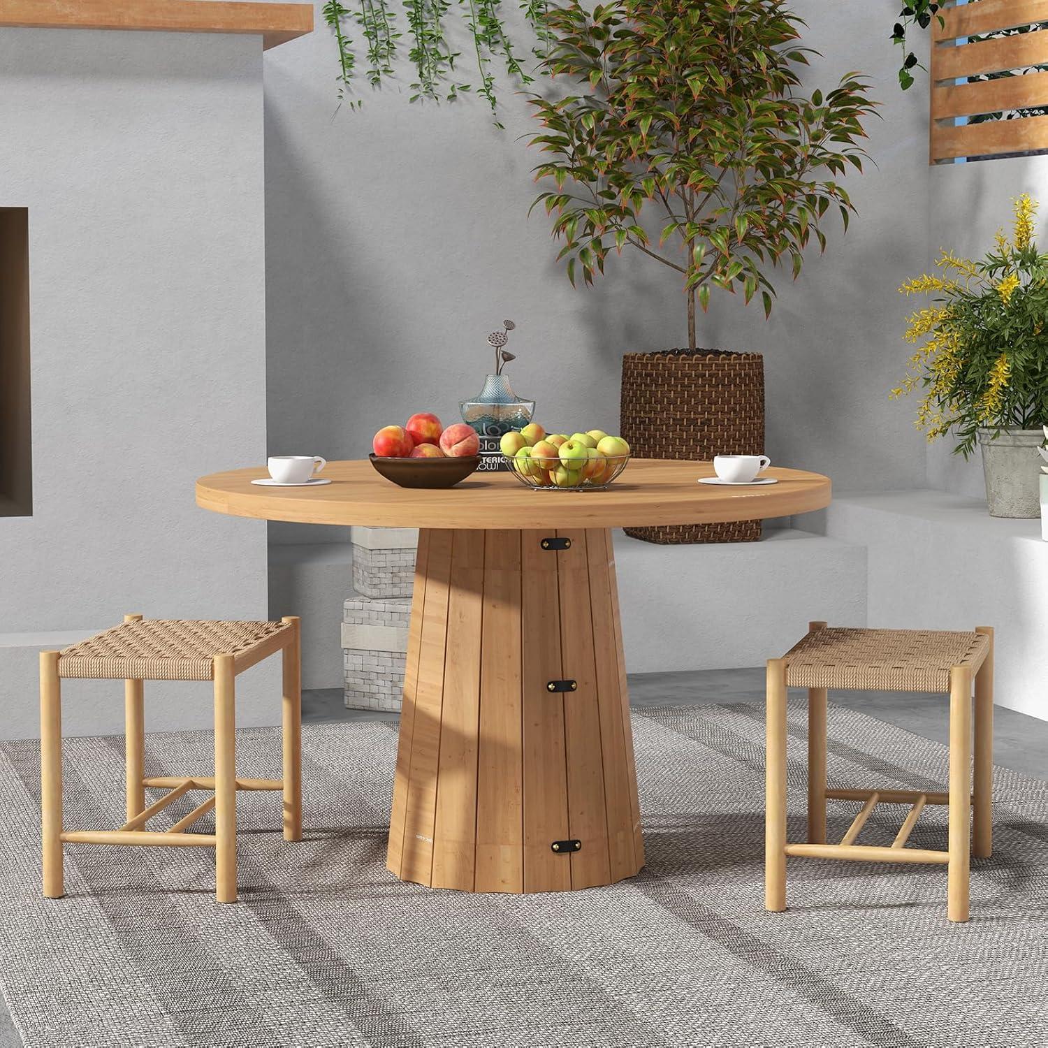 image:imageGiantex 26 Counter Height Wood Bar Stools Set of 2 Boho Rattan Barstools Max Load 330 Lbs Armless Saddle Kitchen Stools Backless Wicker Bar Stools for Kitchen Counter Indoor Outdoor1