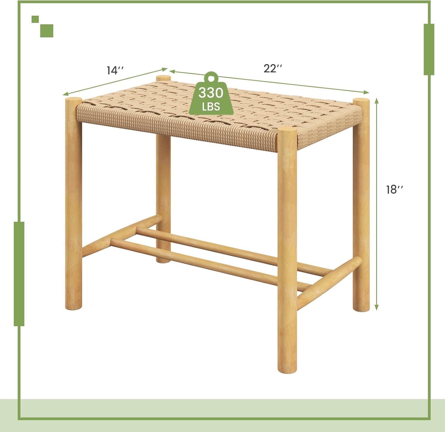 image:imageGiantex 26 Counter Height Wood Bar Stools Set of 2 Boho Rattan Barstools Max Load 330 Lbs Armless Saddle Kitchen Stools Backless Wicker Bar Stools for Kitchen Counter Indoor Outdoor2