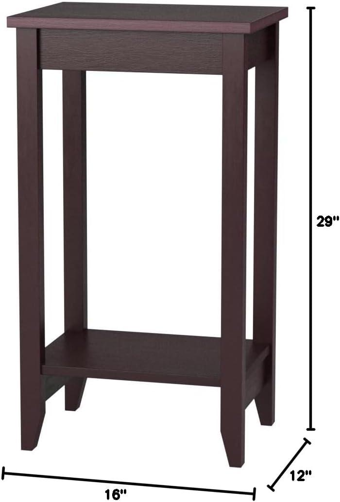 image:imageGiantex 2Tier End Table Tall Nightstand Simple Design Sofa Bedside Table with Versatile Shelf and Wooden Legs for Small Spaces Living Room Study Bedroom Narrow Telephone Table WhiteEspresso
