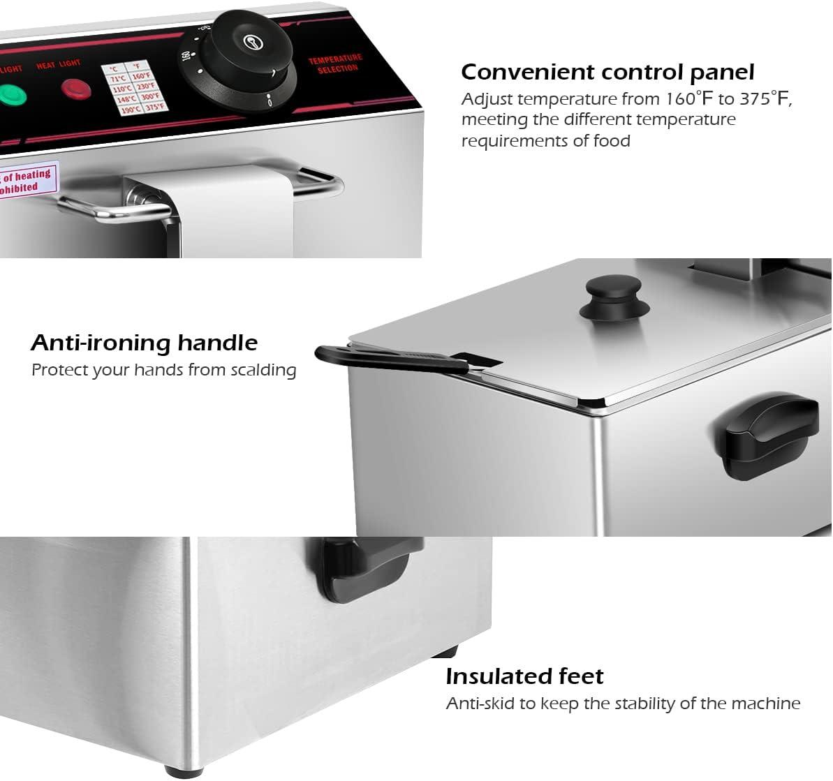 image:imageGiantex 3400W Commercial Deep Fryer Dual Tank 128QT Stainless Steel Electric Deep Fryer with 2 Baskets Lids and Temperature Control for French Fries Turkey Chicken Restaurant Home Kitchen13Lengthx17Wx115H