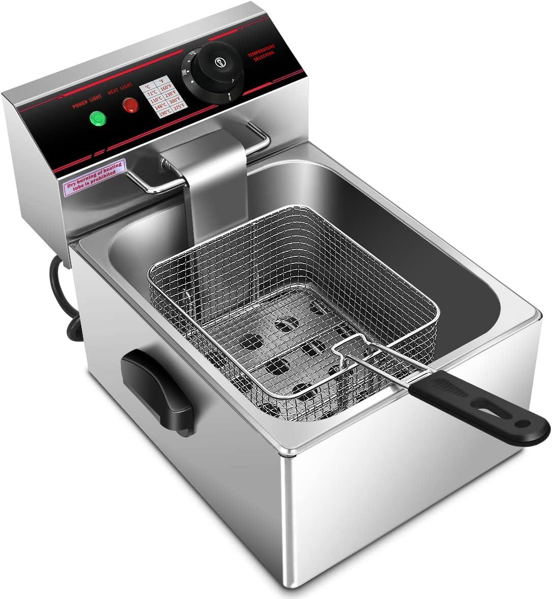 image:imageGiantex 3400W Commercial Deep Fryer Dual Tank 128QT Stainless Steel Electric Deep Fryer with 2 Baskets Lids and Temperature Control for French Fries Turkey Chicken Restaurant Home Kitchen13Lengthx17Wx115H