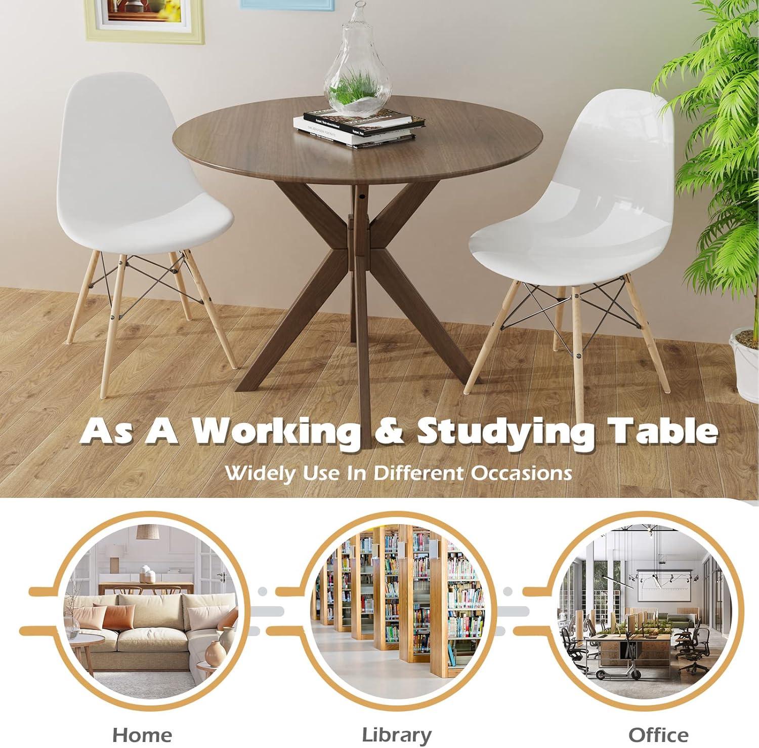 image:imageGiantex 36 Round Wood Dining Table Farmhouse Kitchen Table with Intersecting Pedestal Base amp Solid Rubber Wood Legs Vintage Coffee Tables for Dinette Small Spaces Restaurant BrownBrown