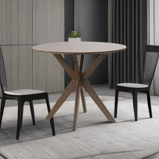 image:imageGiantex 36 Round Wood Dining Table Farmhouse Kitchen Table with Intersecting Pedestal Base amp Solid Rubber Wood Legs Vintage Coffee Tables for Dinette Small Spaces Restaurant BrownBrown