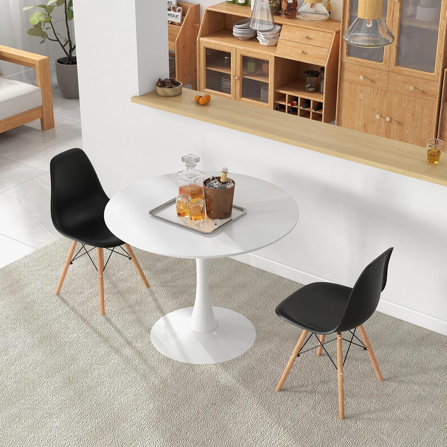 image:imageGiantex 3Piece Dining Table Set for 2 Kitchen Table Chairs Set with 32 Round Table Dining Chairs Dinette Table Set for Small Spaces Breakfast Nook Table Set Dining Room Table Set BlackWhiteBlackwhite