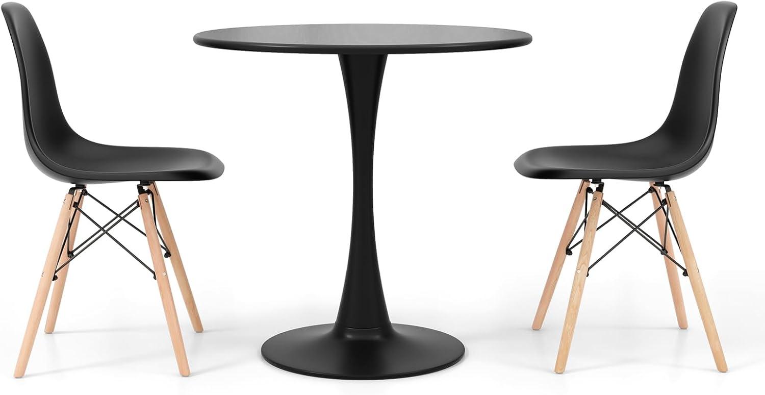 image:imageGiantex 3Piece Dining Table Set for 2 Kitchen Table Chairs Set with 32 Round Table Dining Chairs Dinette Table Set for Small Spaces Breakfast Nook Table Set Dining Room Table Set BlackWhiteBlack