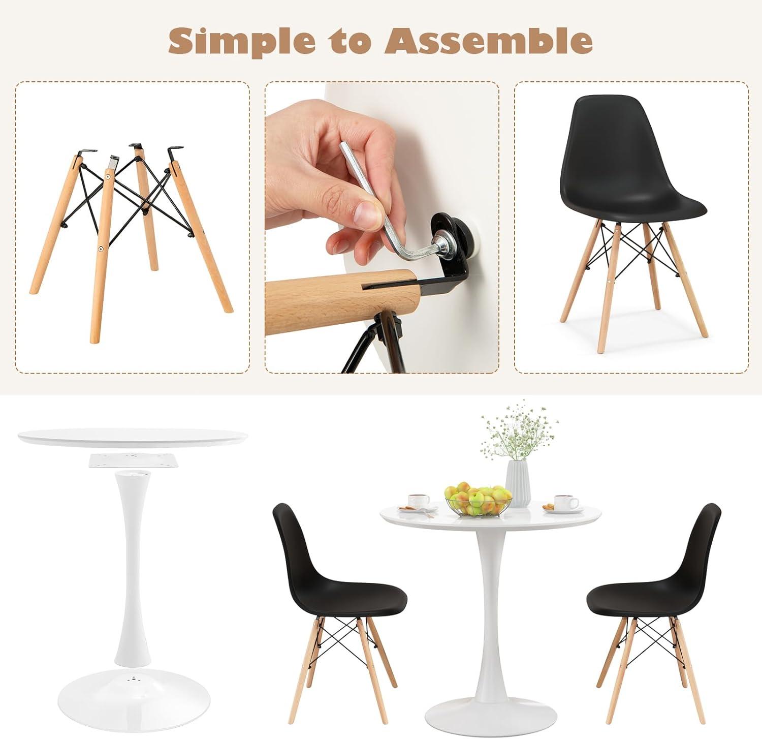 image:imageGiantex 3Piece Dining Table Set for 2 Kitchen Table Chairs Set with 32 Round Table Dining Chairs Dinette Table Set for Small Spaces Breakfast Nook Table Set Dining Room Table Set BlackWhiteBlackwhite