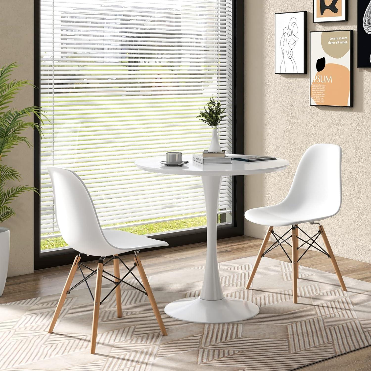 image:imageGiantex 3Piece Dining Table Set for 2 Kitchen Table Chairs Set with 32 Round Table Dining Chairs Dinette Table Set for Small Spaces Breakfast Nook Table Set Dining Room Table Set BlackWhiteWhite