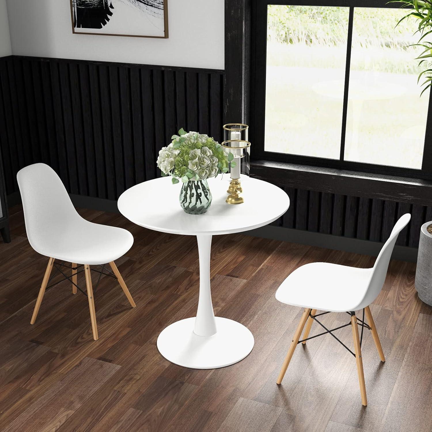 image:imageGiantex 3Piece Dining Table Set for 2 Kitchen Table Chairs Set with 32 Round Table Dining Chairs Dinette Table Set for Small Spaces Breakfast Nook Table Set Dining Room Table Set BlackWhiteWhite