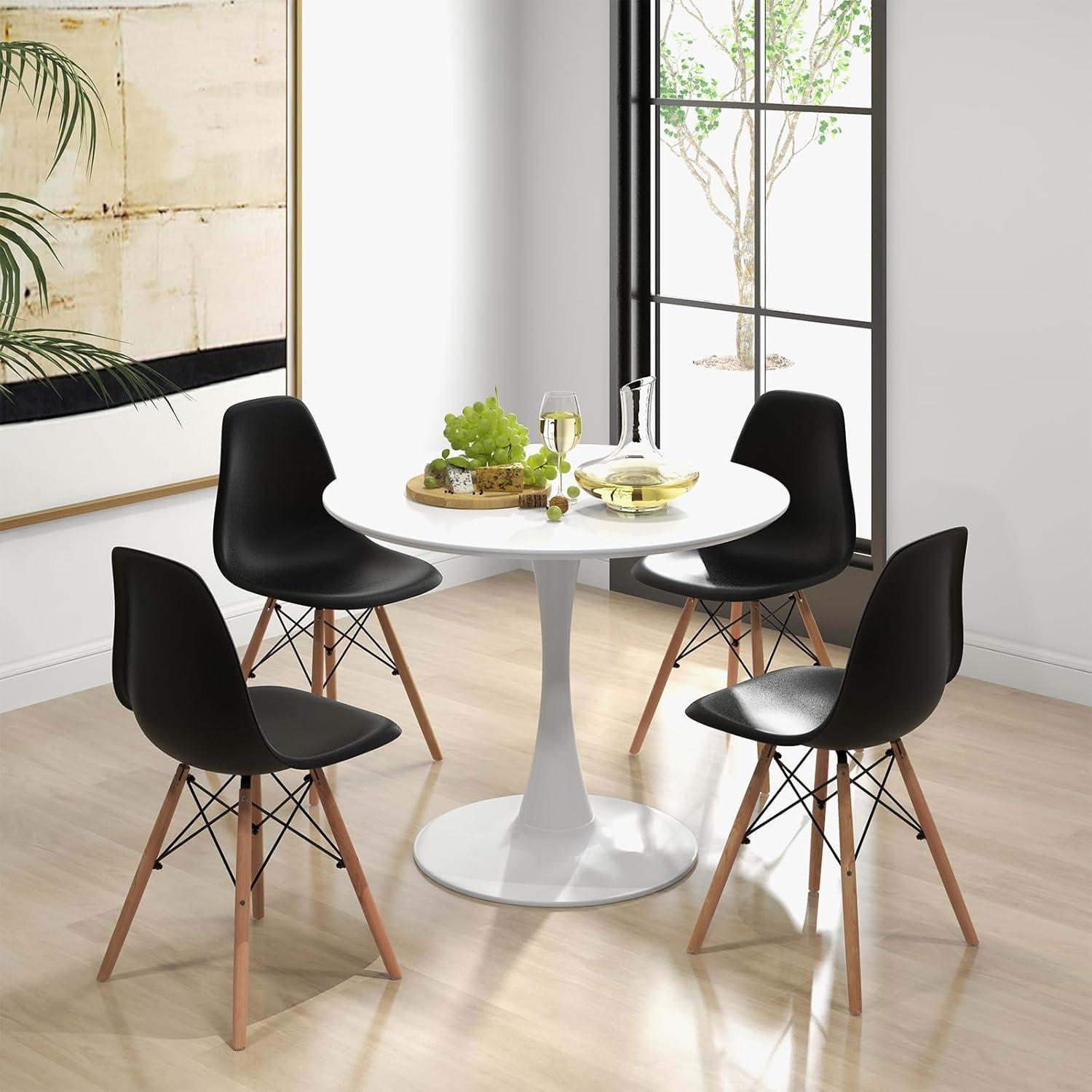 image:imageGiantex 3Piece Dining Table Set for 2 Kitchen Table Chairs Set with 32 Round Table Dining Chairs Dinette Table Set for Small Spaces Breakfast Nook Table Set Dining Room Table Set BlackWhiteBlackwhite