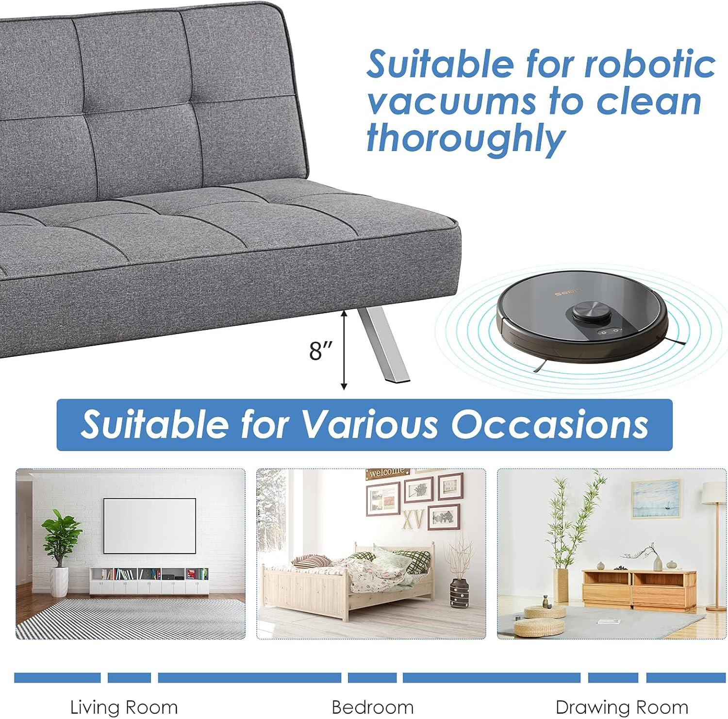 image:imageGiantex 3Seat Convertible Sofa Bed Sofa Bed w 3 Adjustable Angles Line Fabric amp HighDensity Sponge Durable Wood Frame ampSturdy StainlessSteel Feet Suitable for Living Room Bedroom