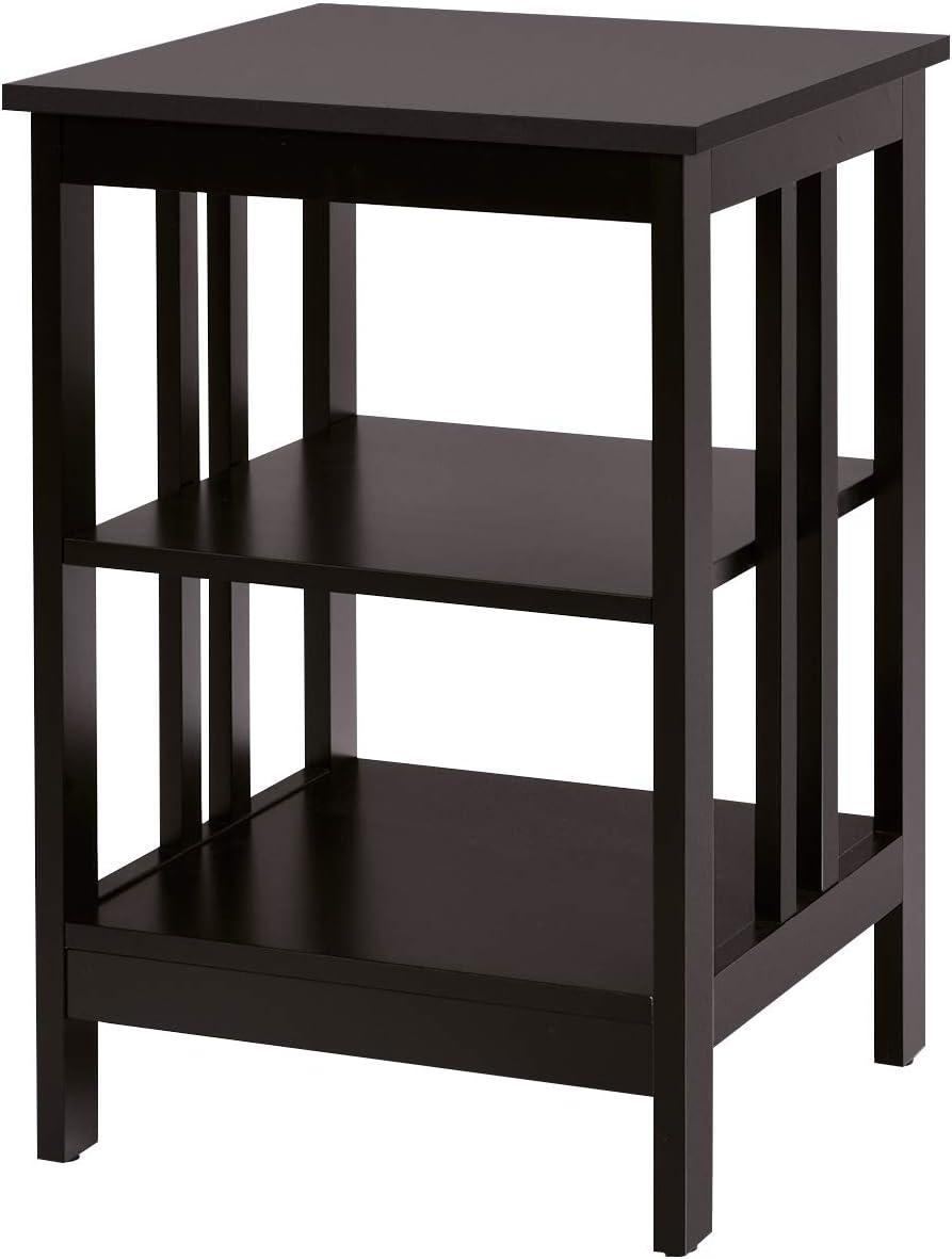 image:imageGiantex 3Tier Nightstand Modern Side Table with Storage Shelves and Reinforced Bars Versatile Bedside Tables Wooden End Table Night Stand for Bedroom Living Room Easy Assembly BlackEspresso