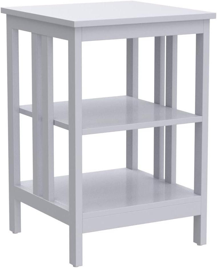 image:imageGiantex 3Tier Nightstand Modern Side Table with Storage Shelves and Reinforced Bars Versatile Bedside Tables Wooden End Table Night Stand for Bedroom Living Room Easy Assembly BlackGrey