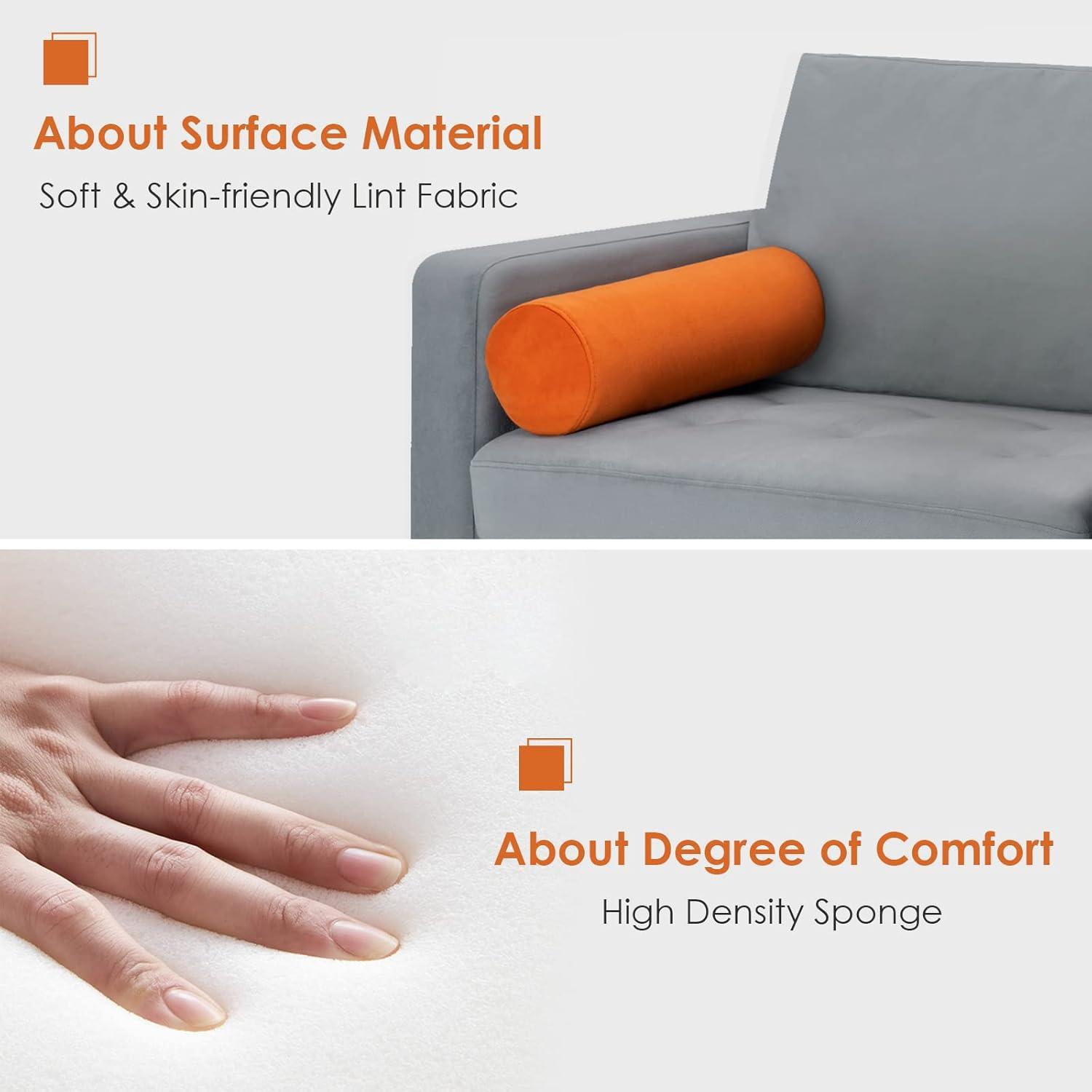image:imageGiantex 68 Modern Loveseat 2Seater Sofa Couch Thick Cushion amp 2 Bolsters Armrest Magazine Cabby with 2 Pockets Metal Legs Ideal for Living Room Reception Room Office Dark GreyGreyorange
