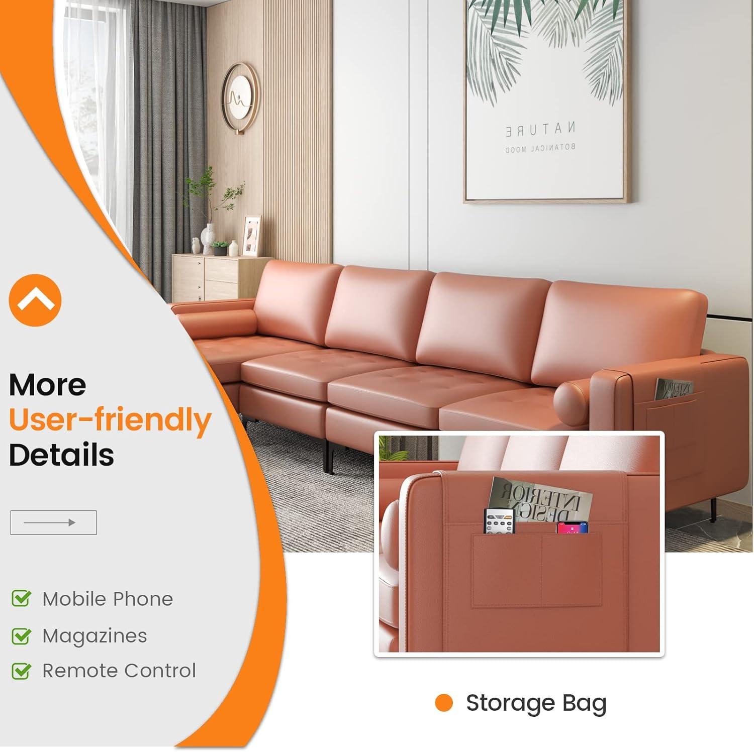image:imageGiantex 68 Modern Loveseat 2Seater Sofa Couch Thick Cushion amp 2 Bolsters Armrest Magazine Cabby with 2 Pockets Metal Legs Ideal for Living Room Reception Room OfficeRed