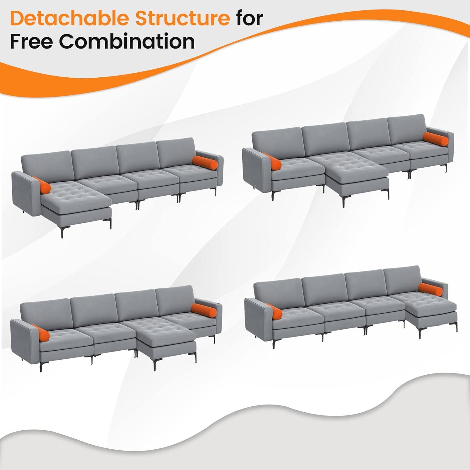 image:imageGiantex 68 Modern Loveseat 2Seater Sofa Couch Thick Cushion amp 2 Bolsters Armrest Magazine Cabby with 2 Pockets Metal Legs Ideal for Living Room Reception Room Office Dark GreyGreyorange