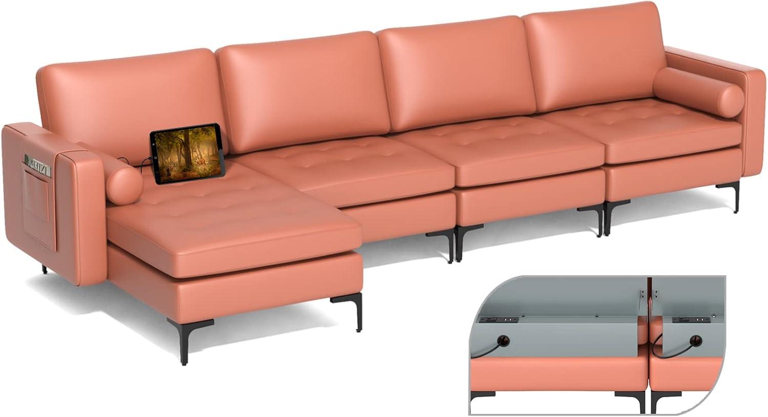 image:imageGiantex 68 Modern Loveseat 2Seater Sofa Couch Thick Cushion amp 2 Bolsters Armrest Magazine Cabby with 2 Pockets Metal Legs Ideal for Living Room Reception Room OfficeRed