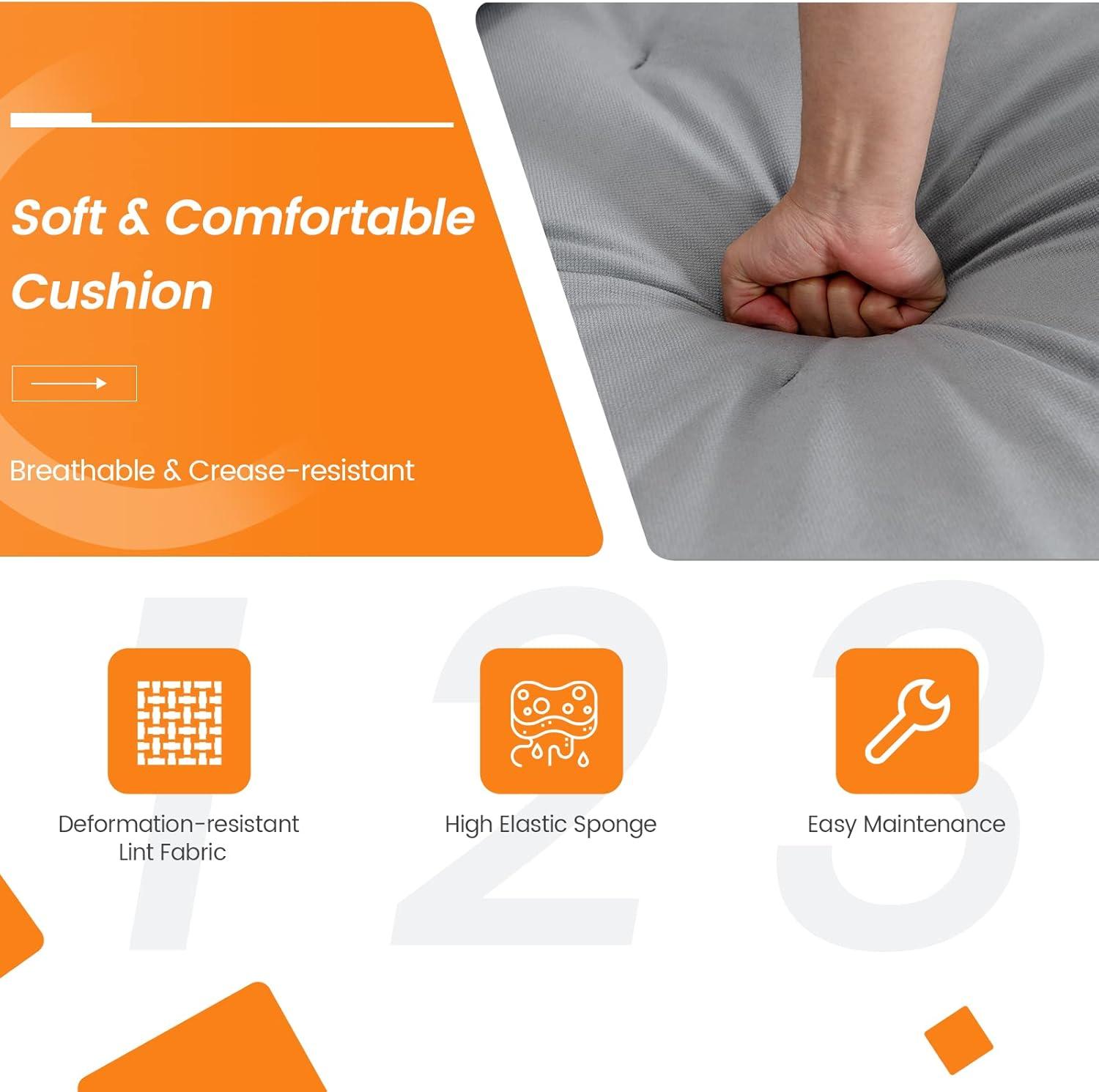 image:imageGiantex 97 Sectional Sofa Couch 3Seater Modular Sleeper with USB Ports 3Hole Socket Thick Cushion 2 Bolsters Armrest Magazine Pocket Metal Legs for Living Room Reception Bedroom Dark GreyGreyorange