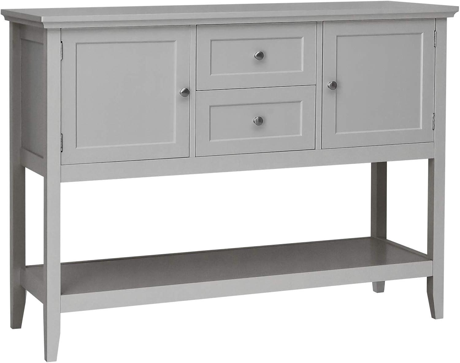image:imageGiantex Buffet Sideboard Wood Storage Cabinet Console Table with Storage Shelf 2 Drawers and Cabinets Living Room Kitchen Dining Room Furniture Wood Buffet Server Coffee BrownGrey