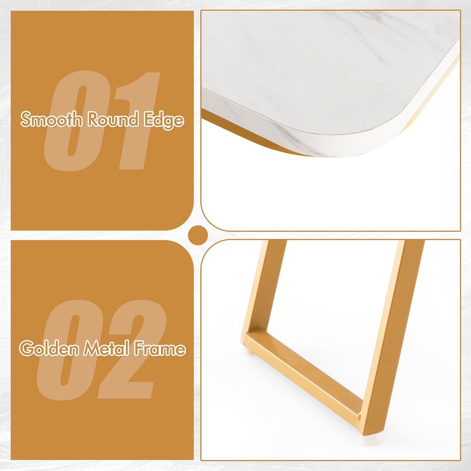 image:imageGiantex Console Table with Storage Shelf 44 Entryway Table Long Narrow Couch Table with Golden Metal Frame MarbleLike Board Foyer Table Sofa Side Table for Living Room Hallway Entry Table