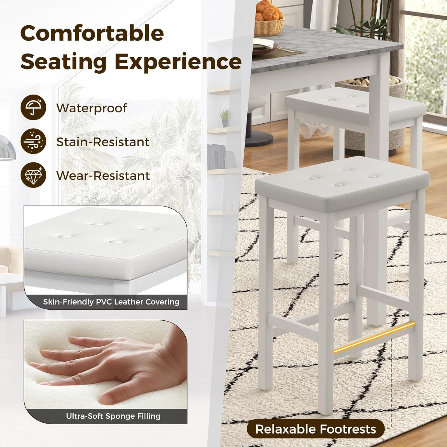 image:imageGiantex Dining Table Set for 4 Kitchen Table Chairs Set of 4 Counter Height Dining Table Set with 4 Bar Stools SpaceSaving Dinette Table Set for Small Place Breakfast Nook Table Set BrownWhite
