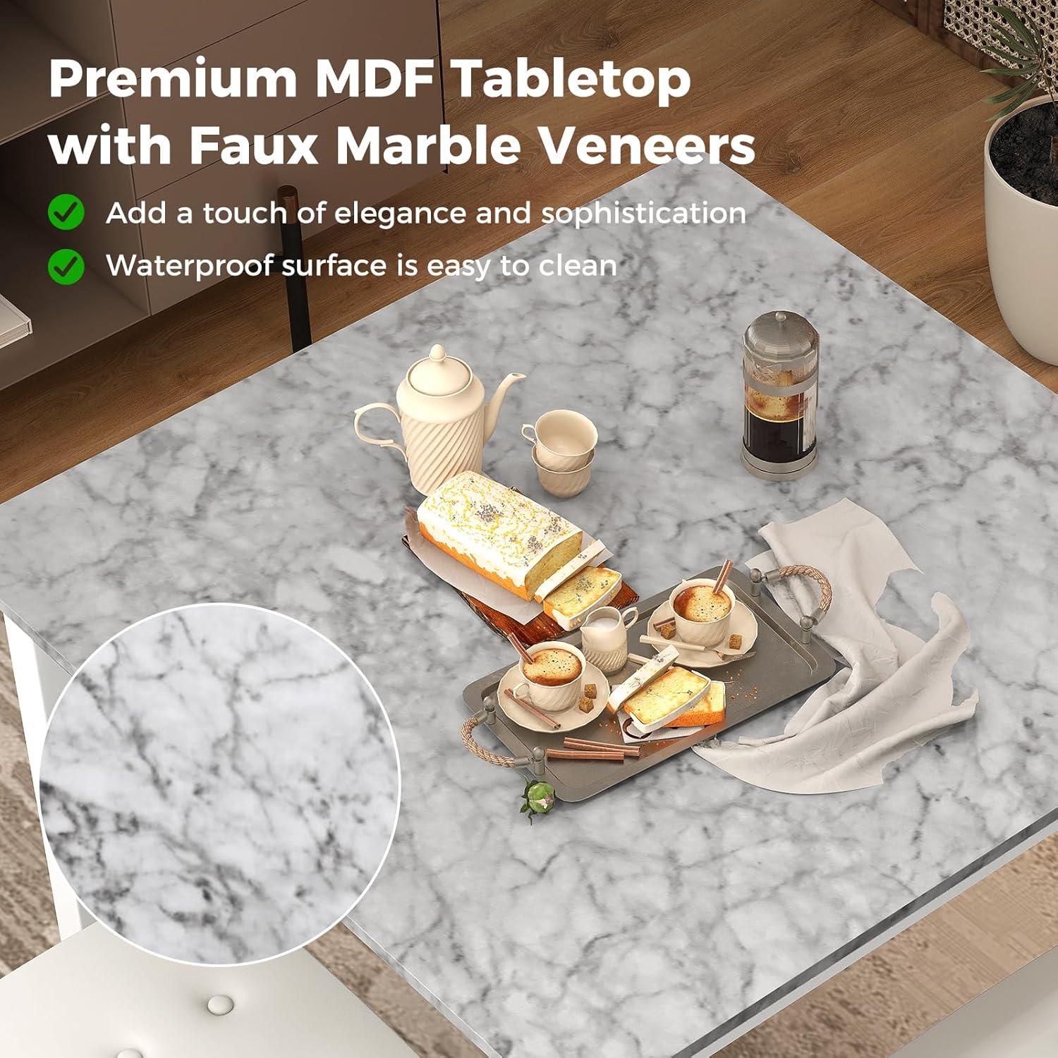 image:imageGiantex Dining Table Set for 4 Kitchen Table Chairs Set of 4 Counter Height Dining Table Set with 4 Bar Stools SpaceSaving Dinette Table Set for Small Place Breakfast Nook Table Set BrownWhite