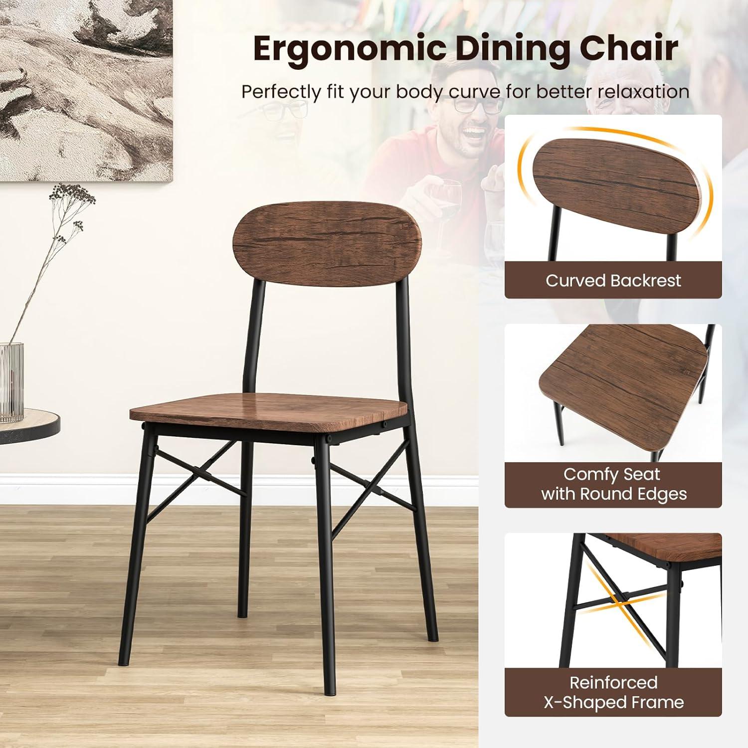 image:imageGiantex Dining Table Set for 4 MidCentury Kitchen Furniture Set wKitchen Table 4 Dining Chairs Reinforced Metal Frame 5Piece SpaceSaving Dinette Set for Small Place Breakfast Nook