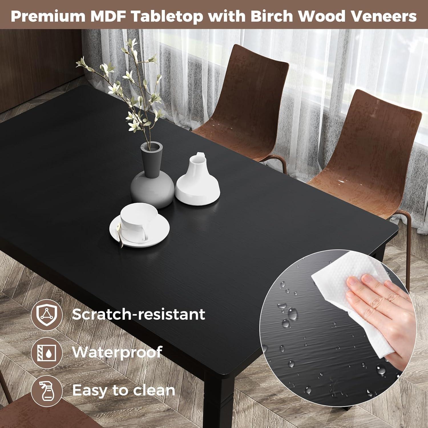 image:imageGiantex Dining Table for 4 People 48x 29 Kitchen Table with Wood Legs Load 330 Lbs Rectangular Dinner Table for Small Space Dinette Apartment Living Room Dining Room BlackBlack
