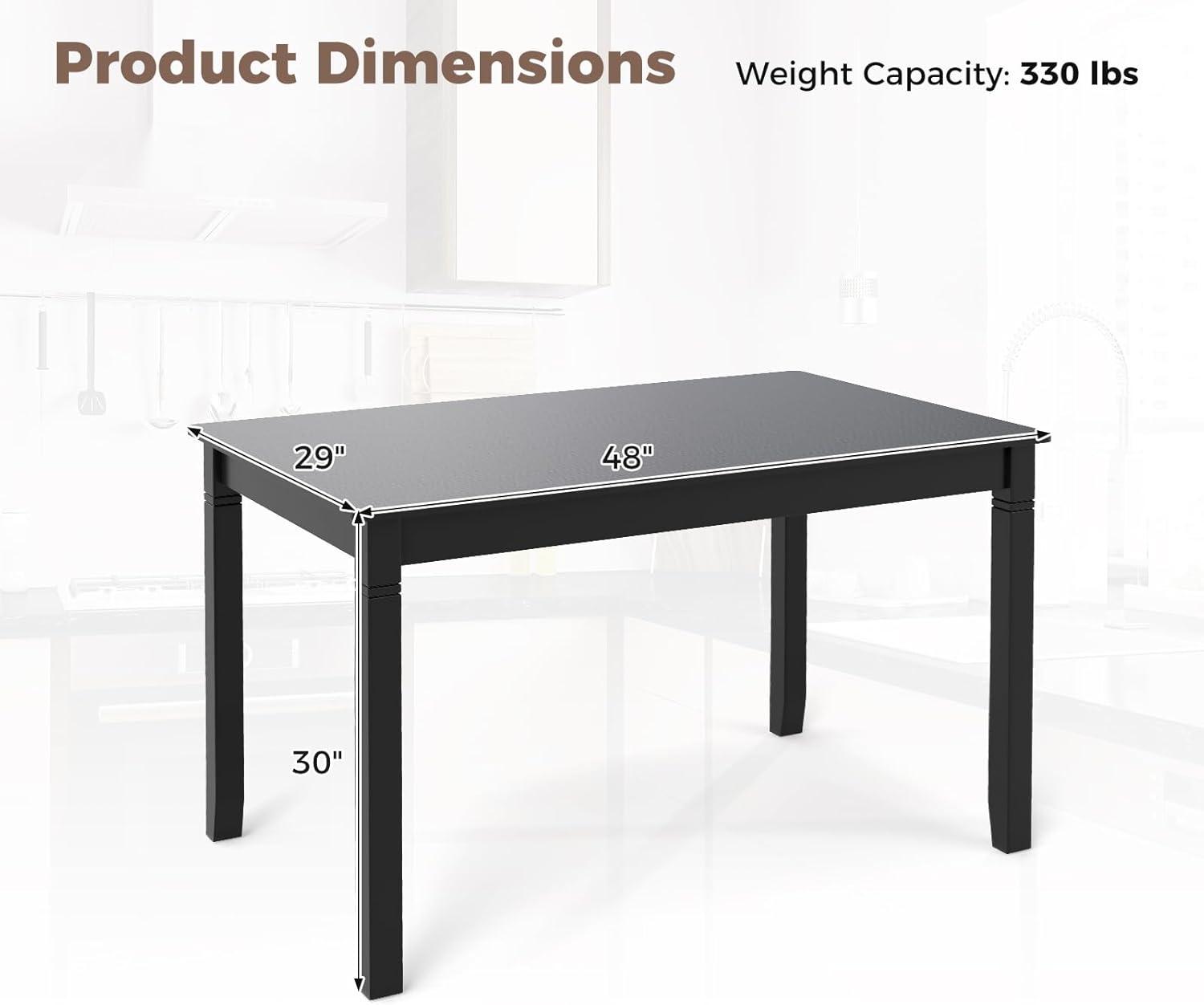 image:imageGiantex Dining Table for 4 People 48x 29 Kitchen Table with Wood Legs Load 330 Lbs Rectangular Dinner Table for Small Space Dinette Apartment Living Room Dining Room BlackBlack