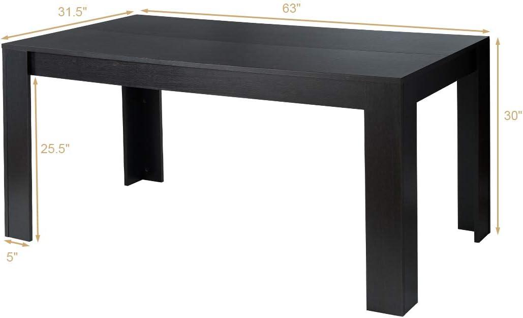 image:imageGiantex Dining Table for 6 Rectangular Kitchen Table with 330Lbs Capacity Stable Structure 63 L x 315 W x 30 H Large Farmhouse Center Tables for Dinner Dinette Dining Room BlackBlack