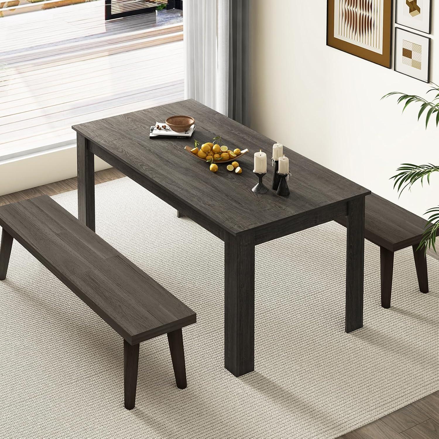 image:imageGiantex Dining Table for 6 Rectangular Kitchen Table with 330Lbs Capacity Stable Structure 63 L x 315 W x 30 H Large Farmhouse Center Tables for Dinner Dinette Dining Room BlackGrey