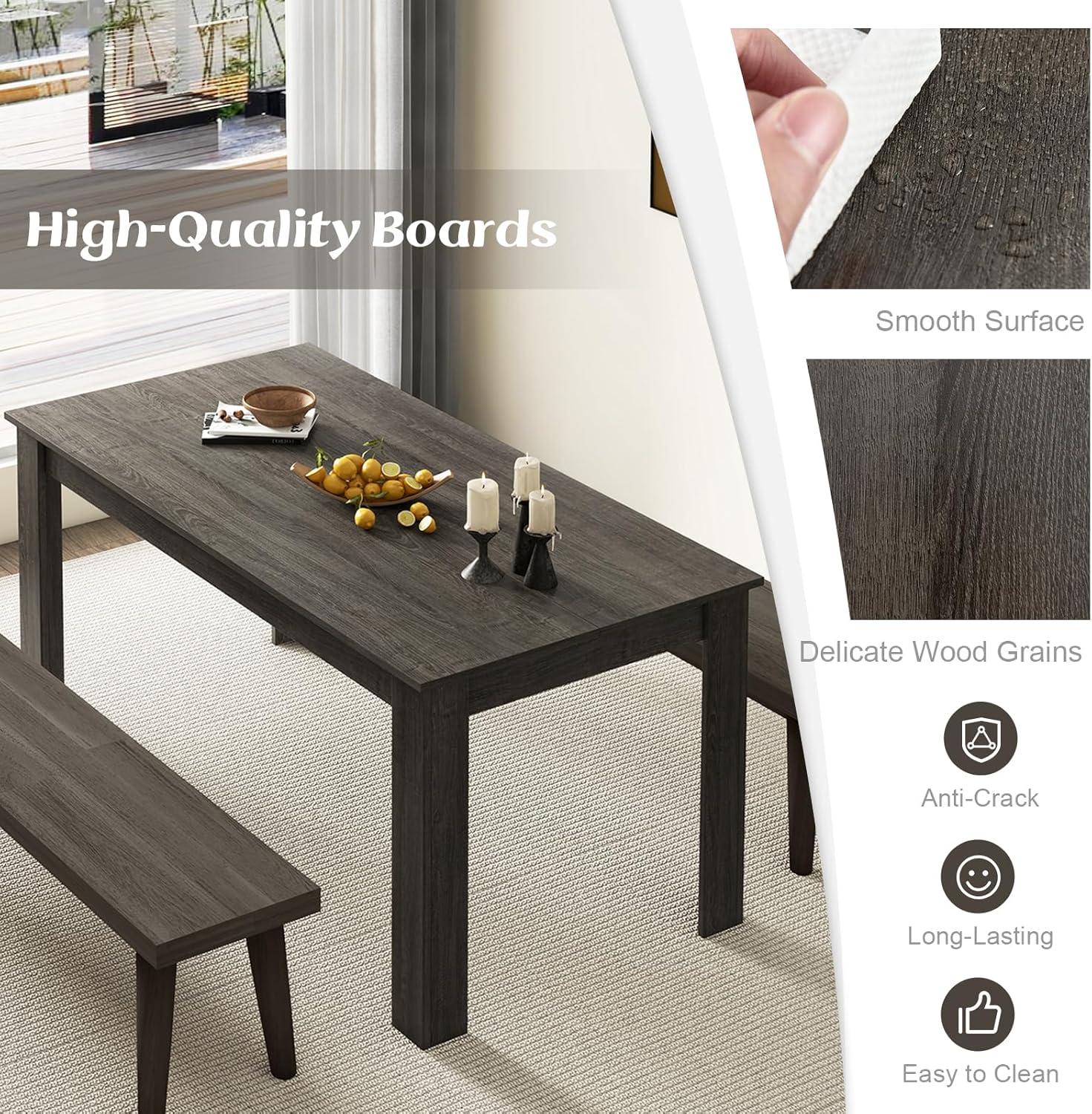 image:imageGiantex Dining Table for 6 Rectangular Kitchen Table with 330Lbs Capacity Stable Structure 63 L x 315 W x 30 H Large Farmhouse Center Tables for Dinner Dinette Dining Room BlackGrey
