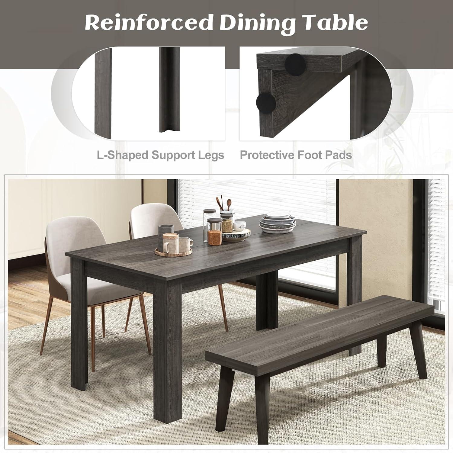 image:imageGiantex Dining Table for 6 Rectangular Kitchen Table with 330Lbs Capacity Stable Structure 63 L x 315 W x 30 H Large Farmhouse Center Tables for Dinner Dinette Dining Room BlackGrey