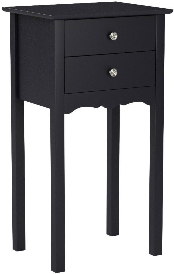 image:imageGiantex End Table w 2 Drawers Side Table Nightstand MultiPurpose Accent Table Living Room Bedroom Home Furniture 1 WhiteBlack