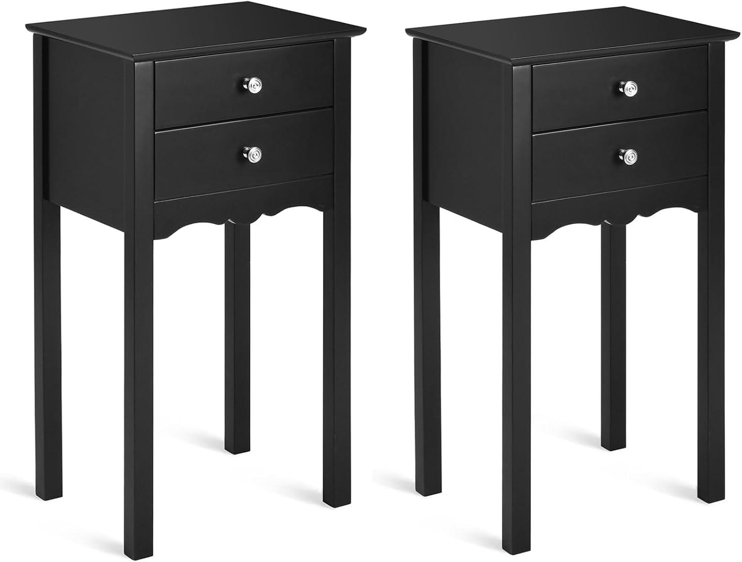 image:imageGiantex End Table w 2 Drawers Side Table Nightstand MultiPurpose Accent Table Living Room Bedroom Home Furniture 1 WhiteBlack