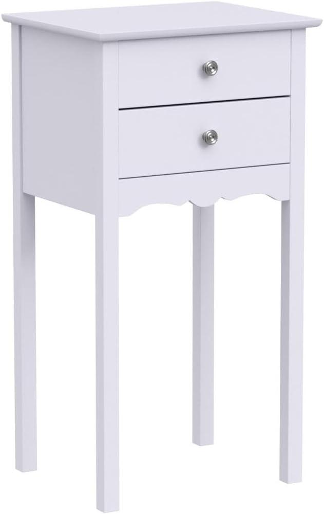 image:imageGiantex End Table w 2 Drawers Side Table Nightstand MultiPurpose Accent Table Living Room Bedroom Home Furniture 1 WhiteWhite